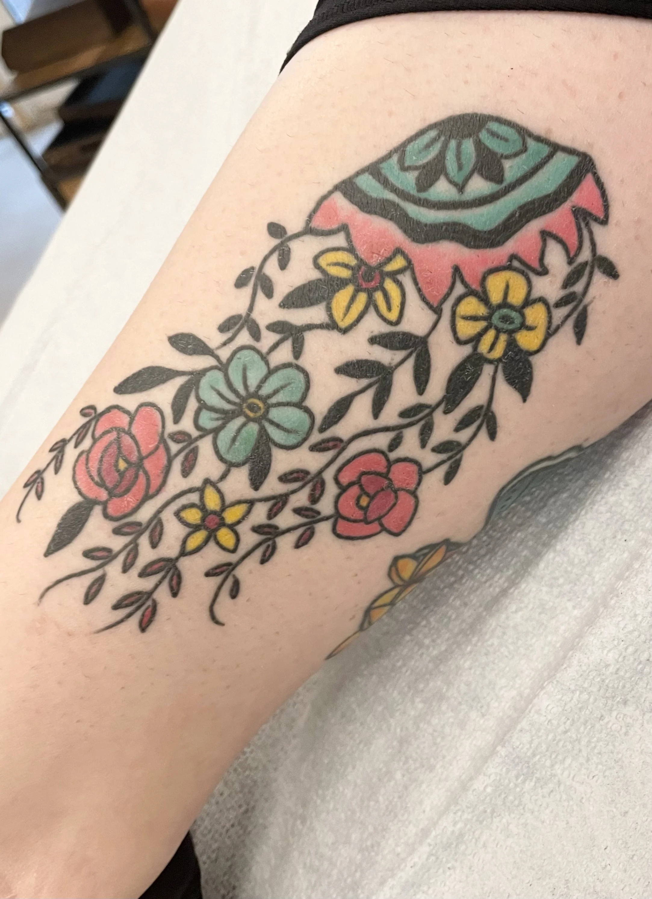 Traditional jellyfish tattoo by Jennifer Lynn at Crown Jewel Tattoo in Tampa Florida 