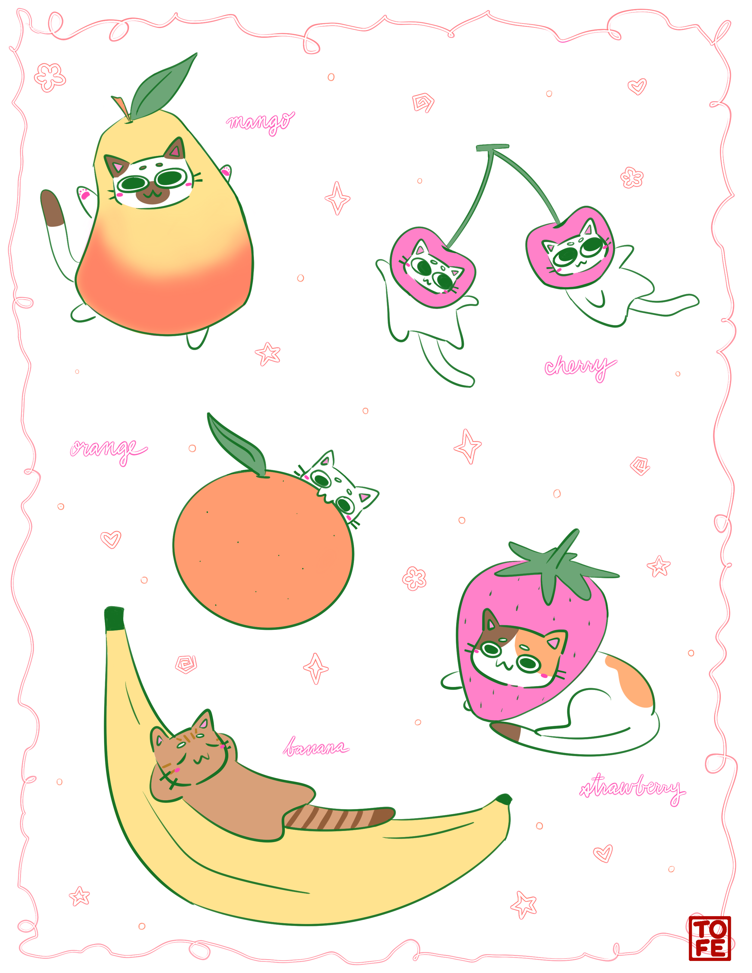 Eat Your Fruits! Cat Print