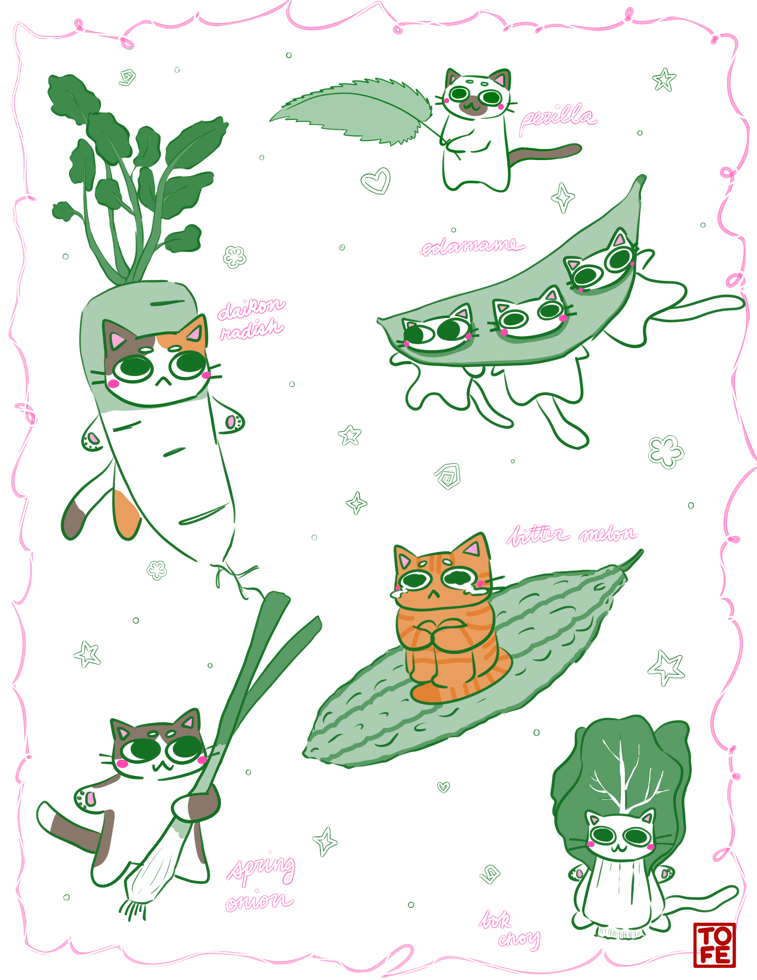 Eat Your Veggies! Cat Print