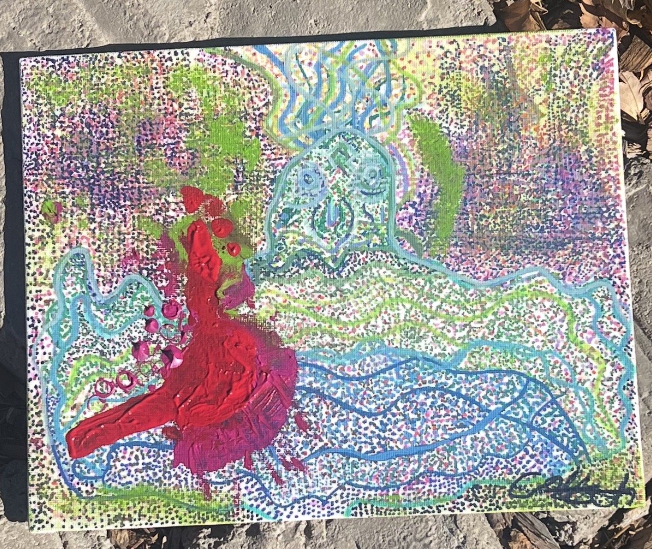 “Robin Lake” Acrylic and Acrylic Paint Pen