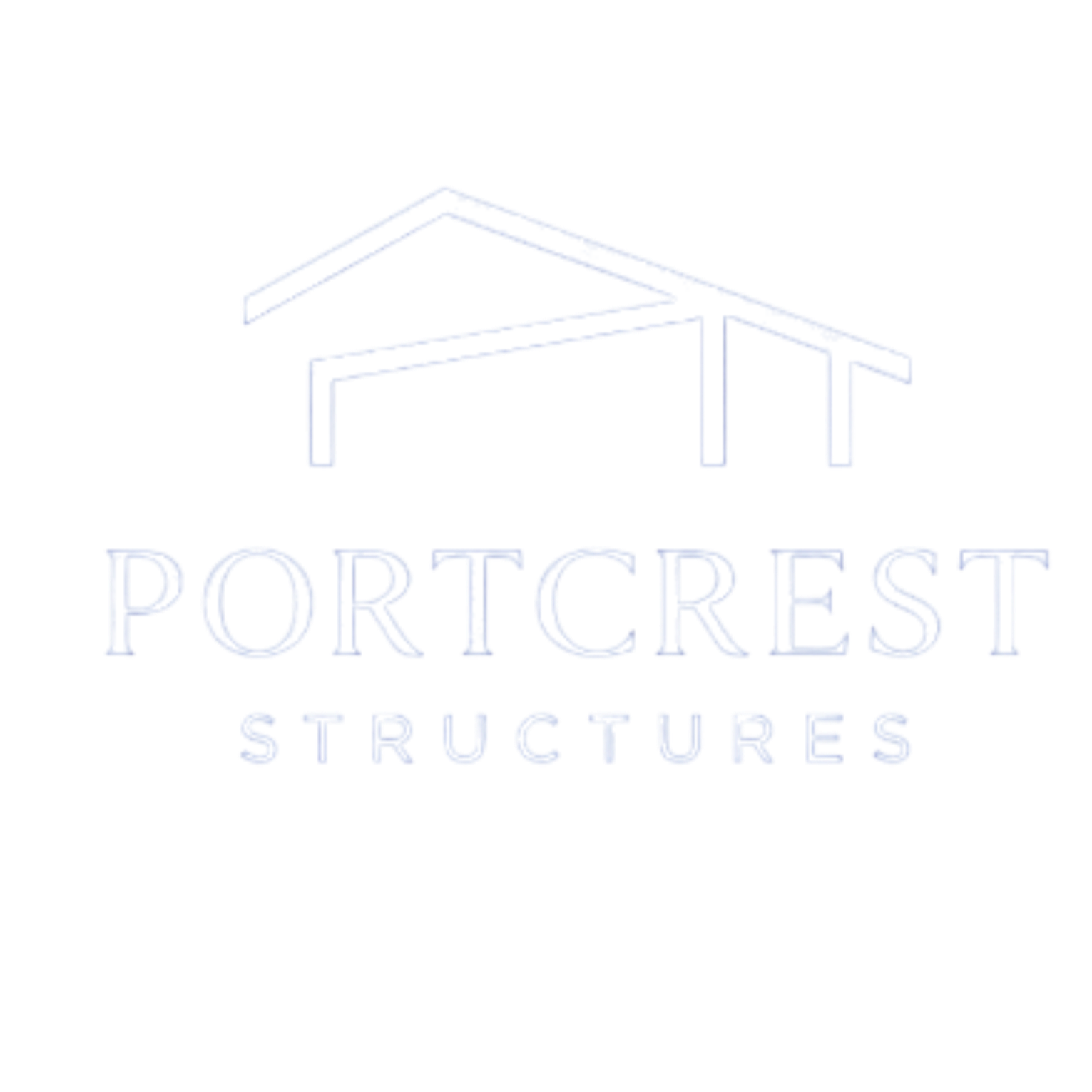 Logo for Portcrest Structures featuring a stylized white house outline and the text 'PORTCREST STRUCTURES' underneath.
