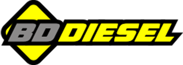 BD Diesel logo with yellow and gray text on a black background.