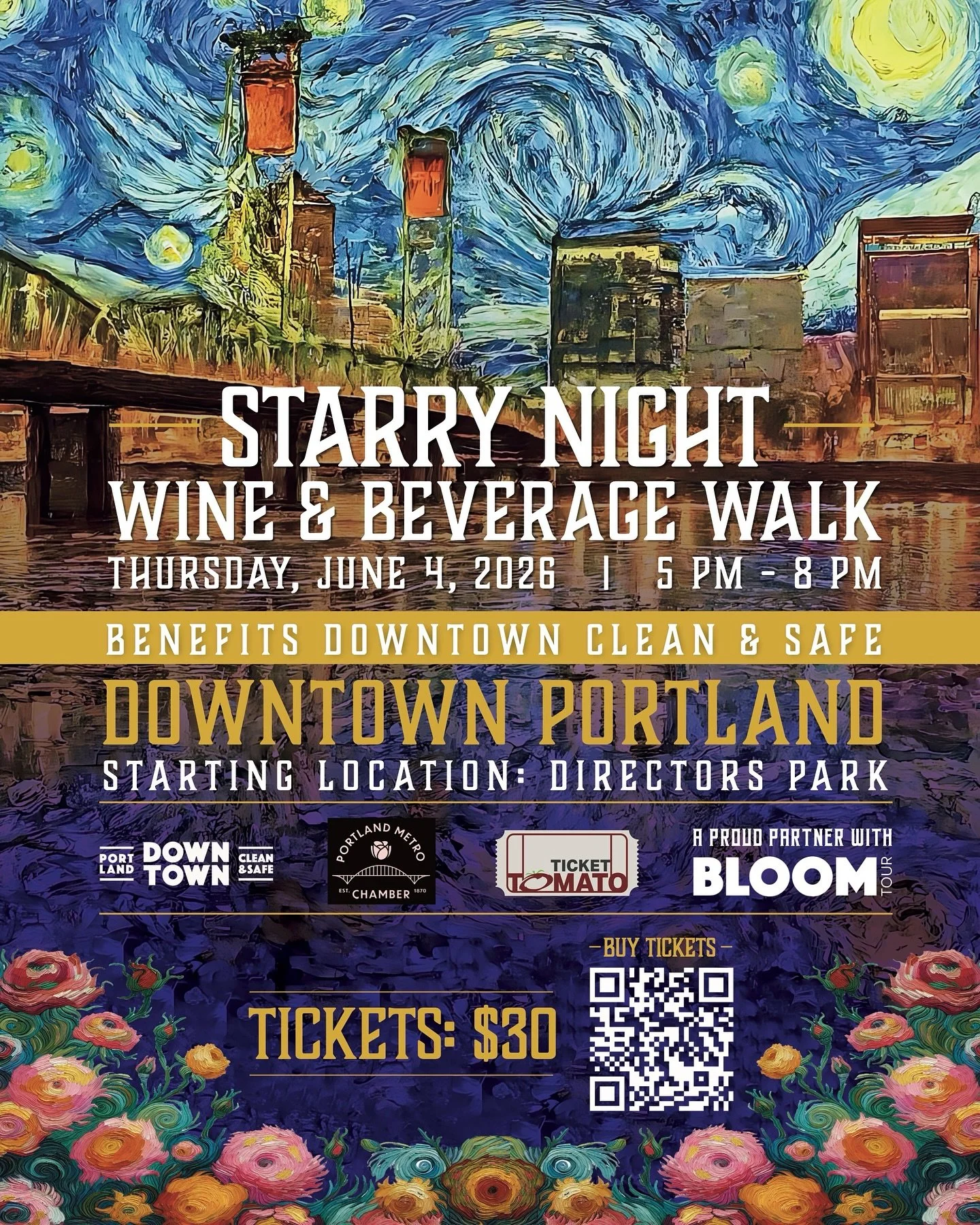 Starry Night Wine Walk is coming up!!! Be sure to secure your tickets and head to some of downtowns most beloved shops! All while sipping on great wine! It&rsquo;s also going to be at locations where Bloom Tour is happening, that means you get to see