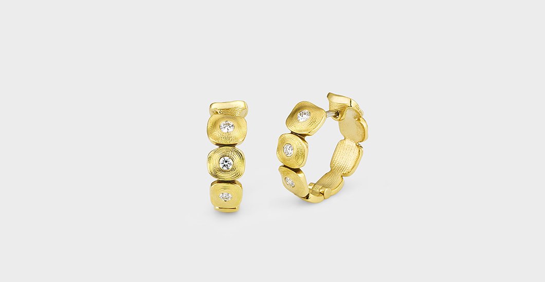 Dancing Squares Huggie Earrings