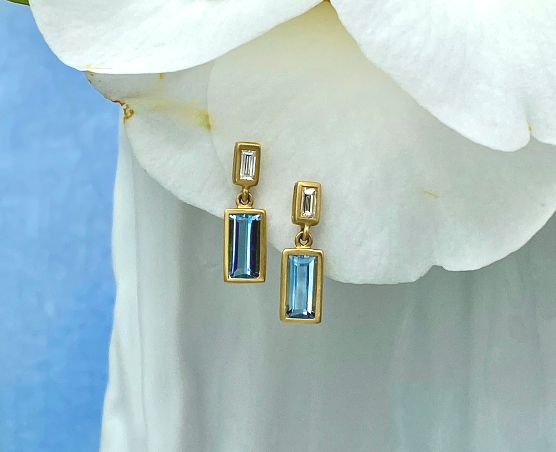 Aquamarine Rectangle Drop Earring