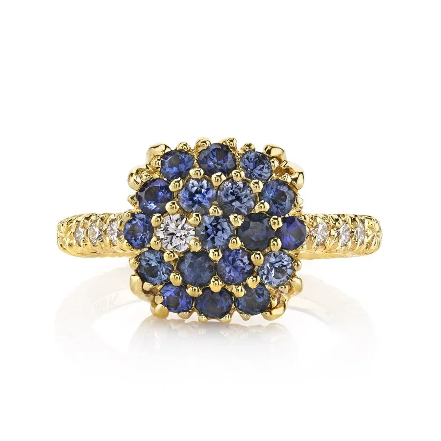 Blue Sapphire Cluster Ring