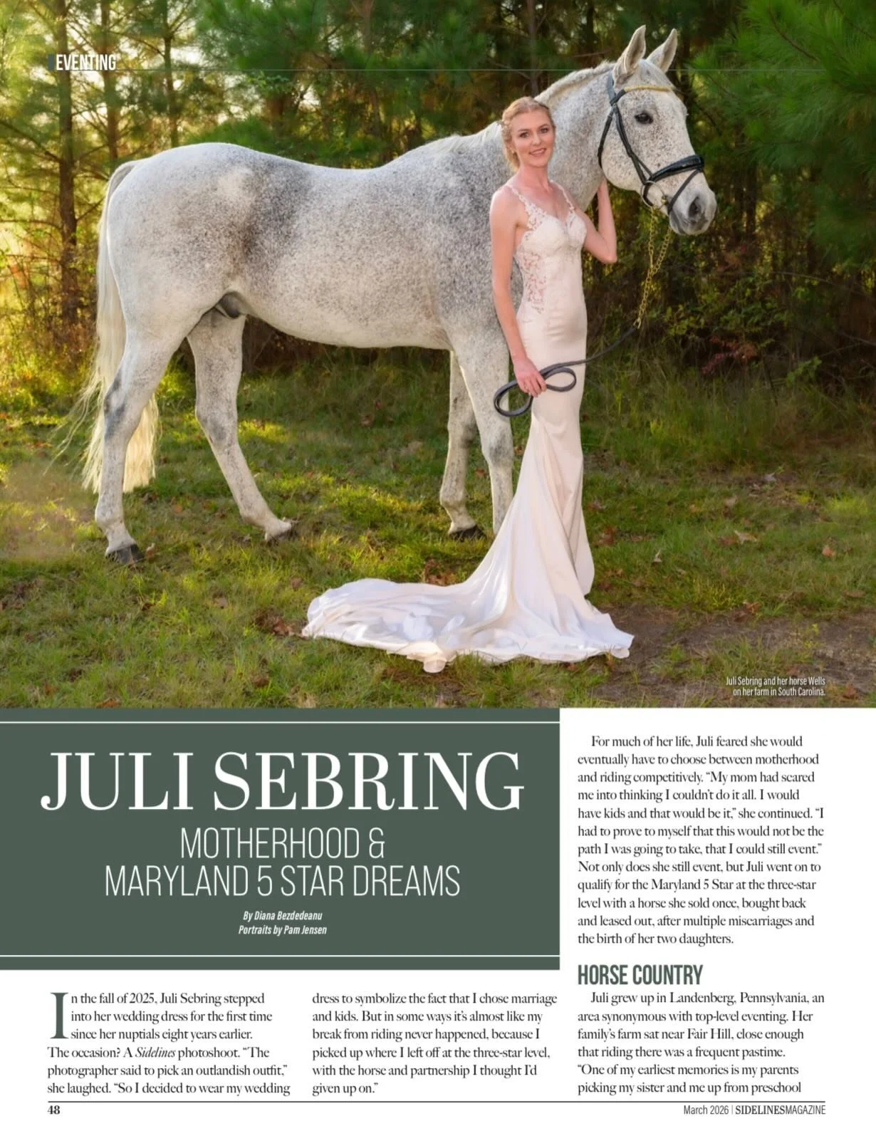 The March issue of @sidelines_magazine is here, and I&rsquo;m so excited to share that I have two incredible stories featured in it! ☺️

First is Juli Sebring, a lifelong eventer who grew up galloping around Fair Hill and chasing upper-level dreams, 