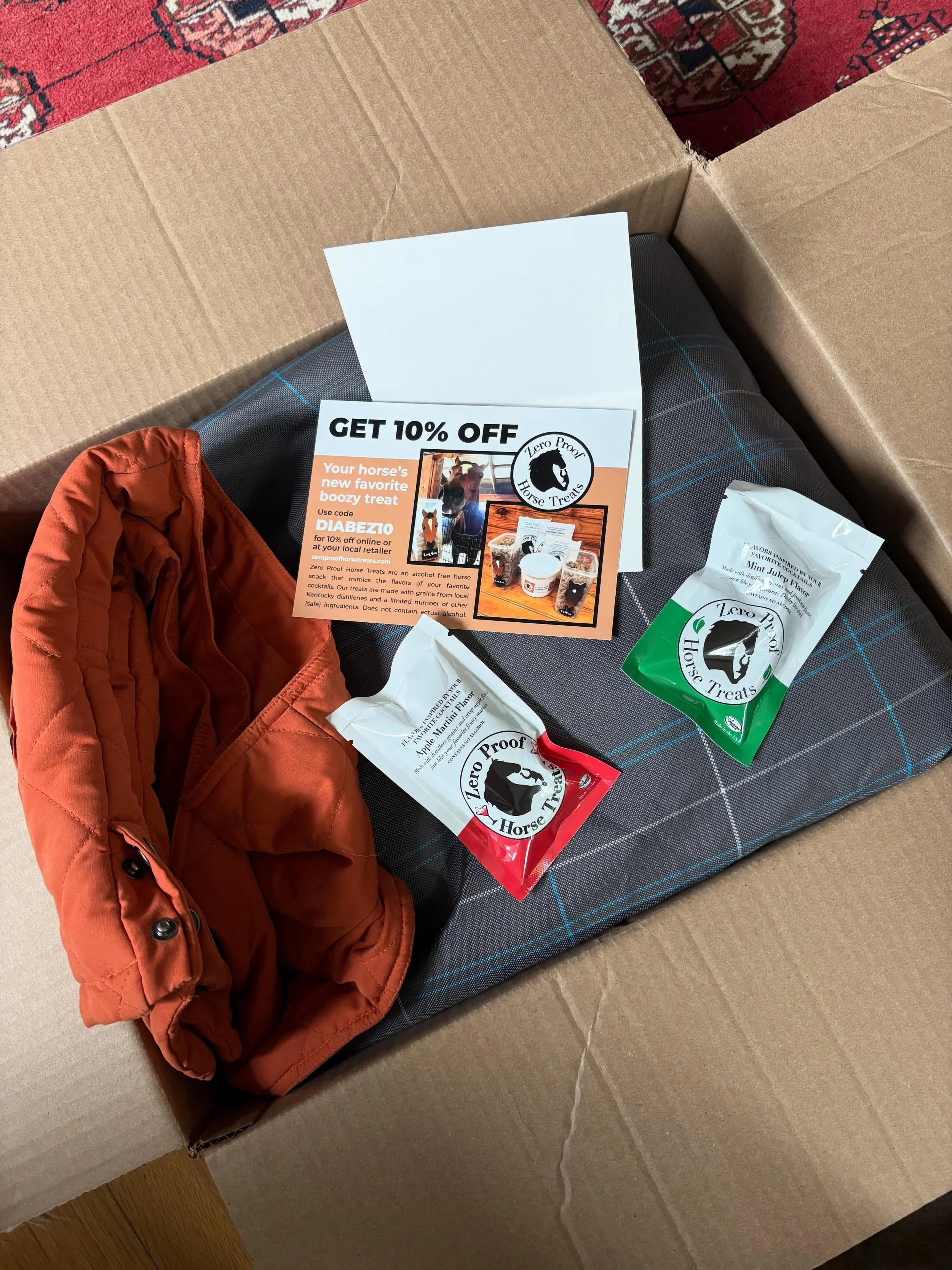 Best way to introduce new customers to @zeroproofhorsetreats? Include sample treats and a coupon in your sold tack! 

#zeroproofhorsetreats #tacksale #equestrianhack
