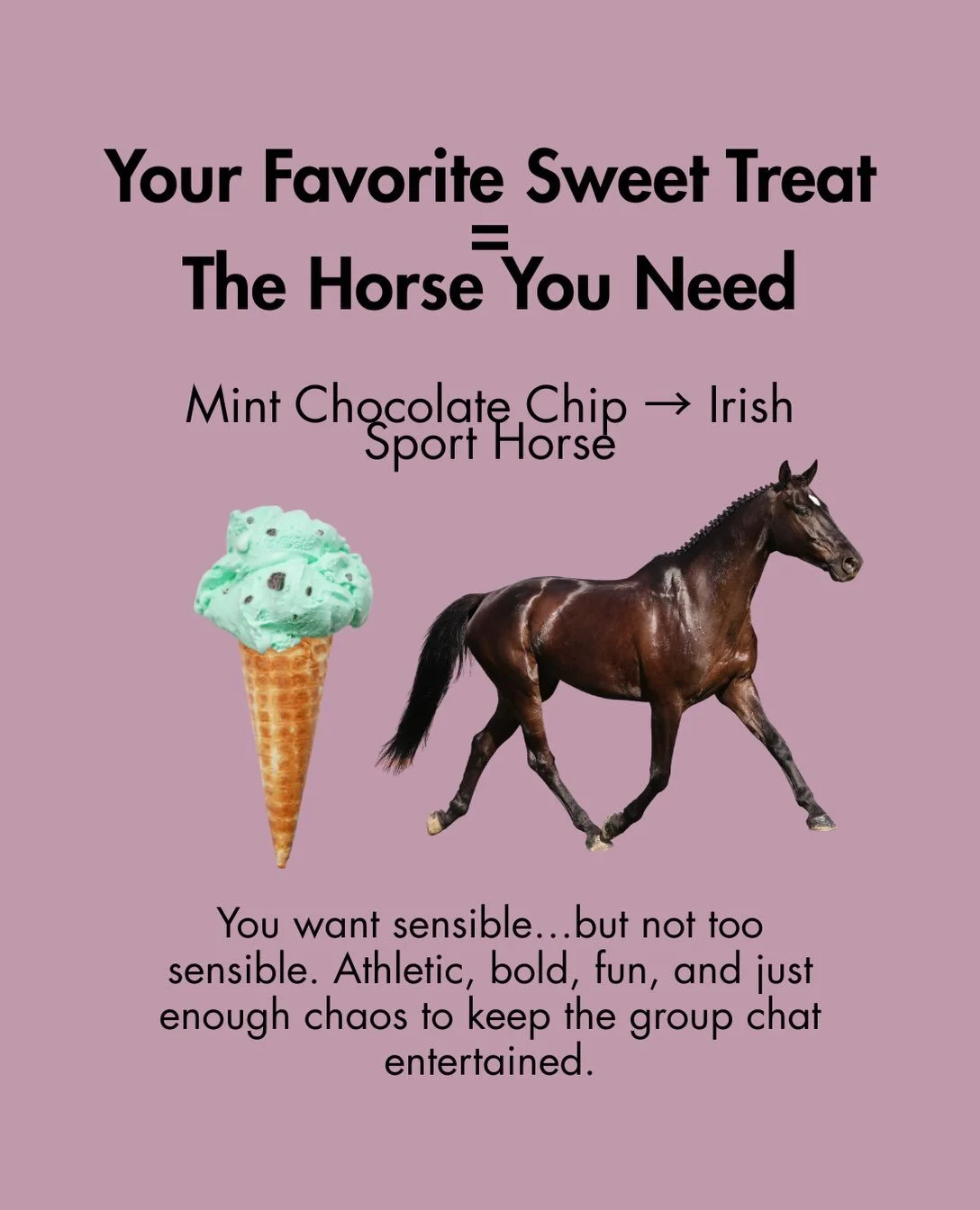 The highly requested Part 2 of last month&rsquo;s &ldquo;Your Favorite Sweet Treat = The Horse You Need.&rdquo;

If your go-to dessert didn&rsquo;t make the list this round, drop it in the comments and stay tuned for Part 3 👀