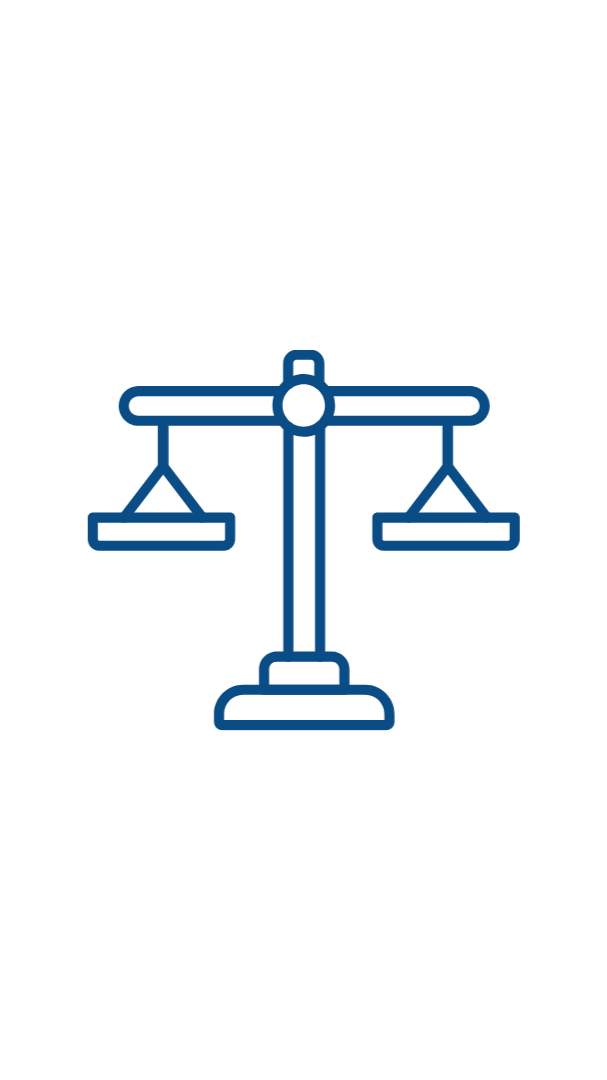 Outline of a balanced scale on a stand.