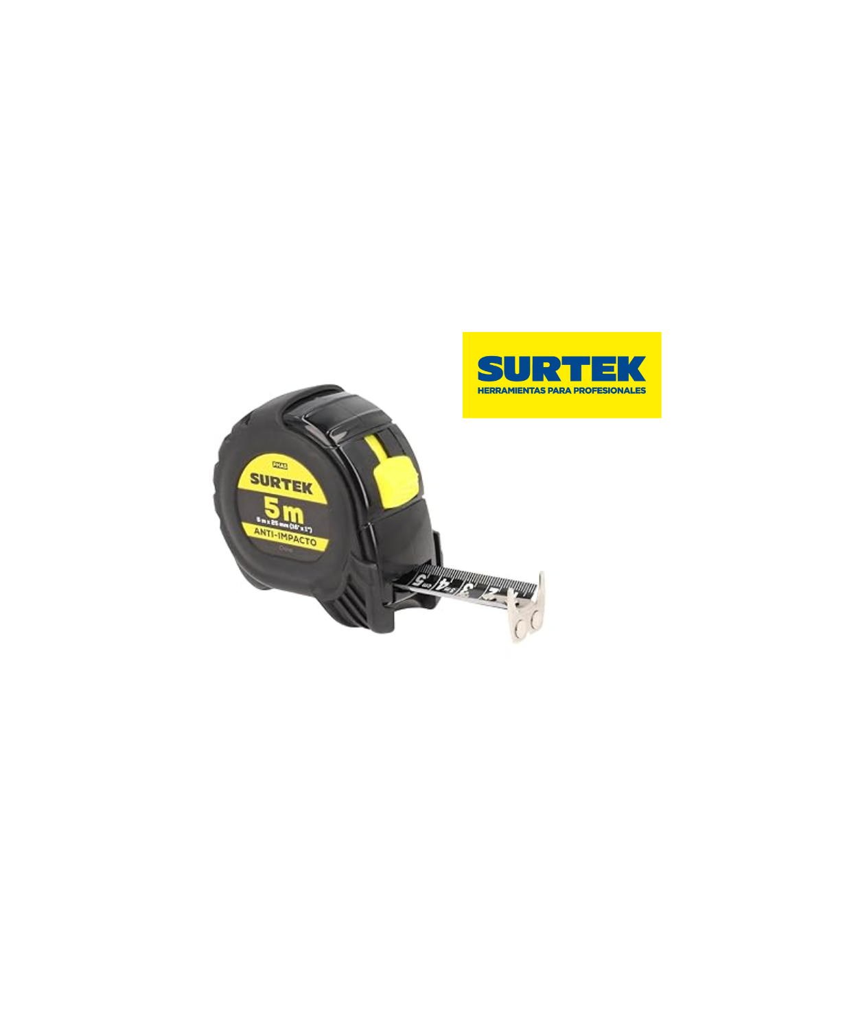 Flexómetro con Carcasa Anti-Impacto 5 m x 25 mm | Surtek