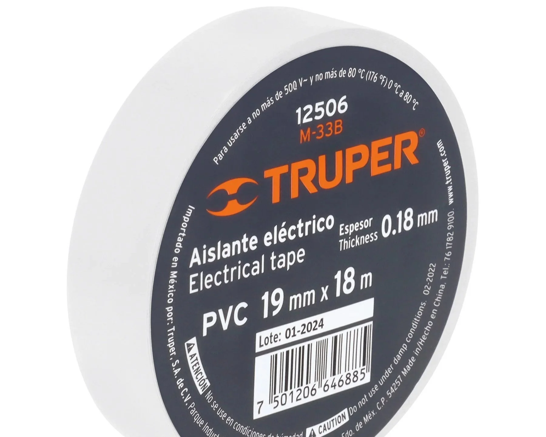 Cinta de aislar eléctrica de PVC 18 m x 19 mm | Truper | Colores disponibles
