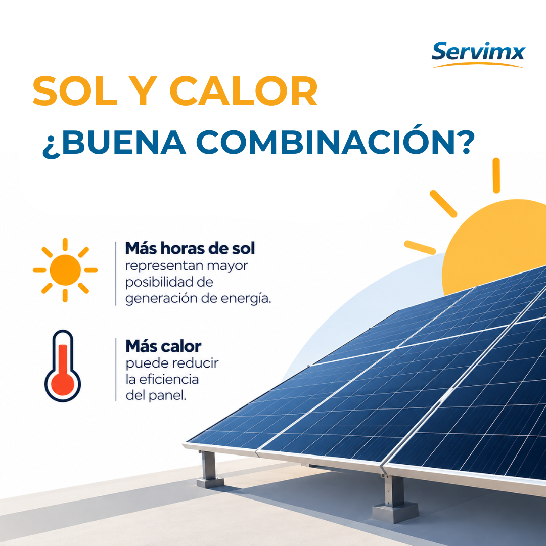 Paneles solares bajo el sol en Hermosillo para explicar el efecto del calor en su eficiencia