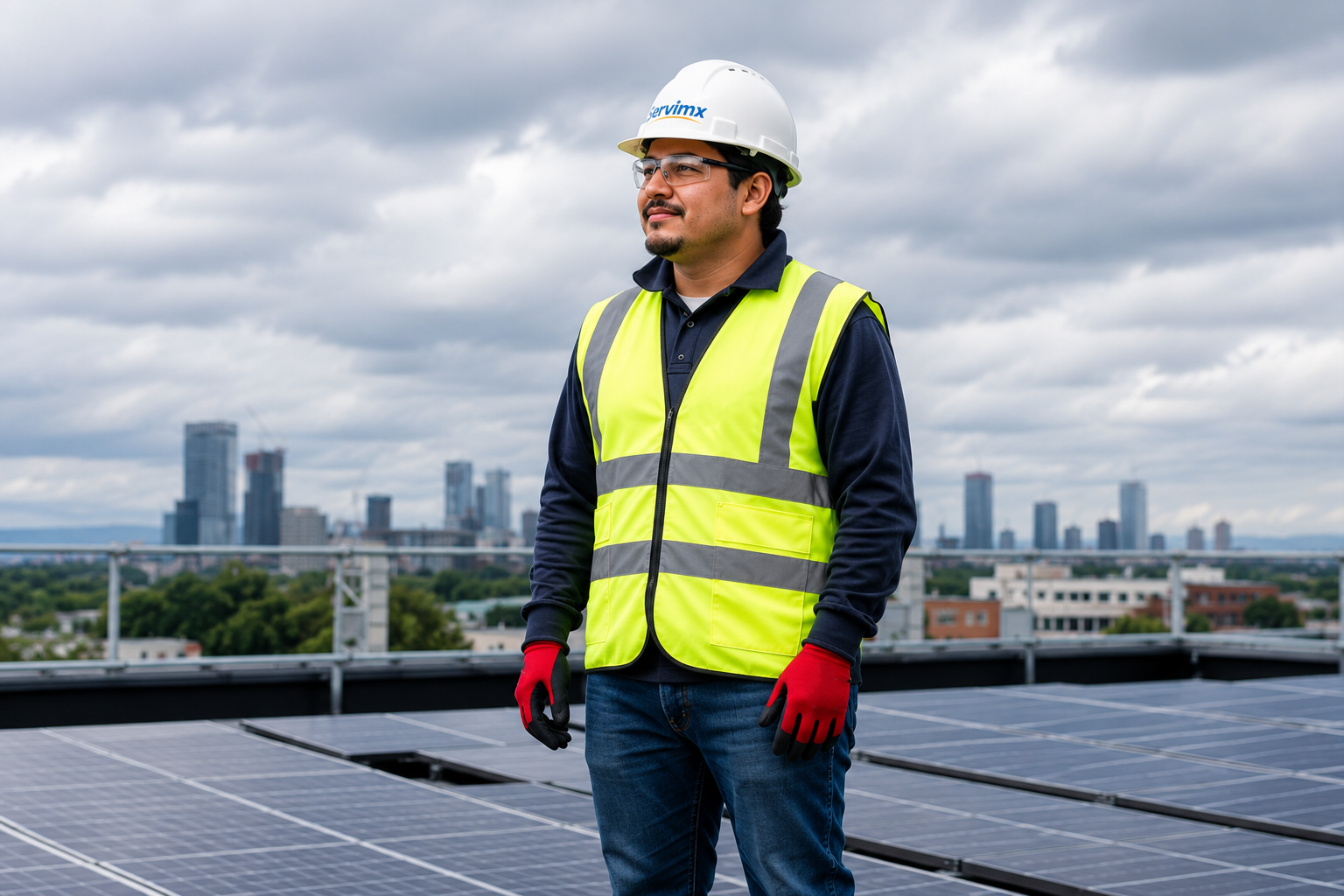 Ingeniero de Servimx usando equipo de protección personal - EPP