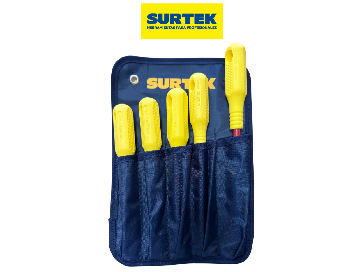 Juego de Destornilladores Dieléctricos 1000 V Combinados | 5 Piezas | Surtek
