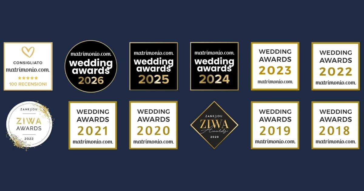 Certificazioni e premi Wedding Awards di Matrimonio.com e Zankyou vinti da MDM Eventi dal 2018 al 2026
