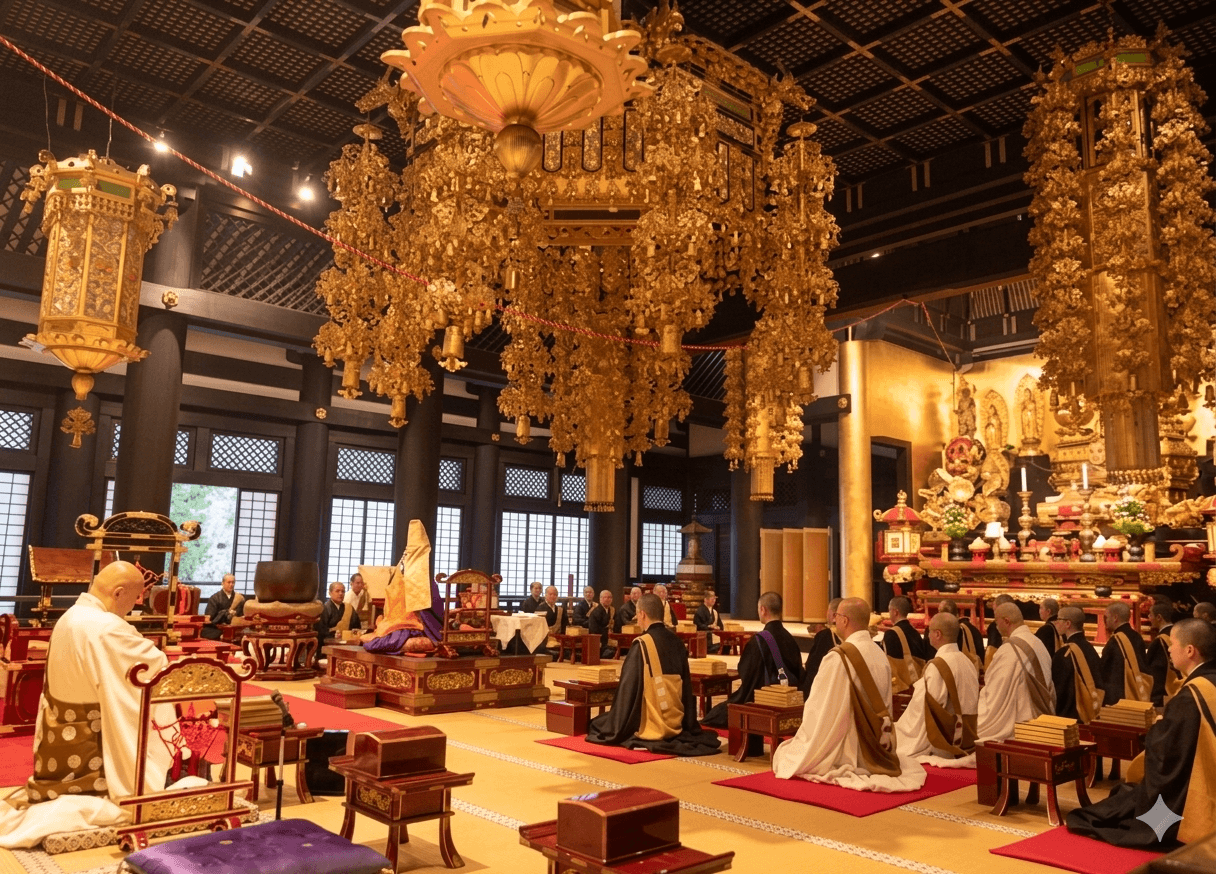 Morning prayers at Minobusan Kuon-ji.png