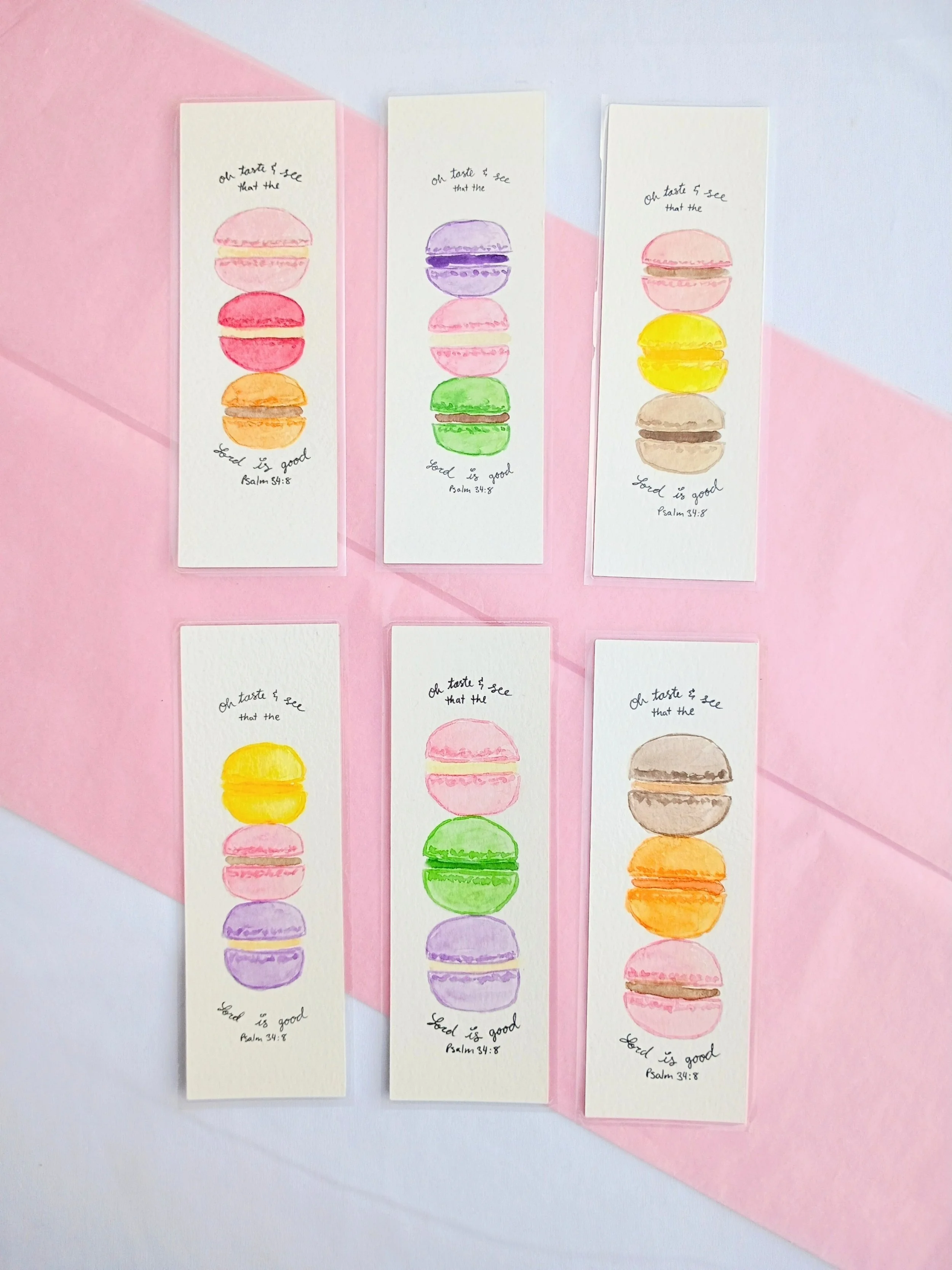 Taste and See Macron Bookmarks  | Set of 6 | Original Hand-Painted