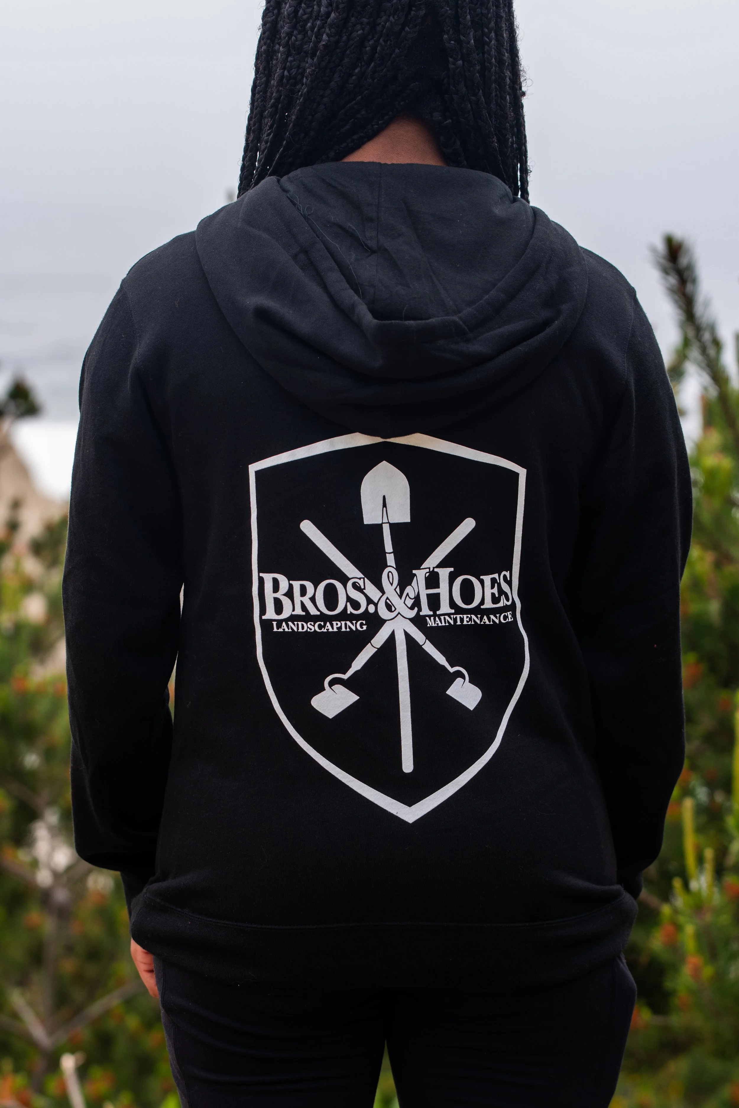 Black Zipped Hoodie White Logo Back.jpg