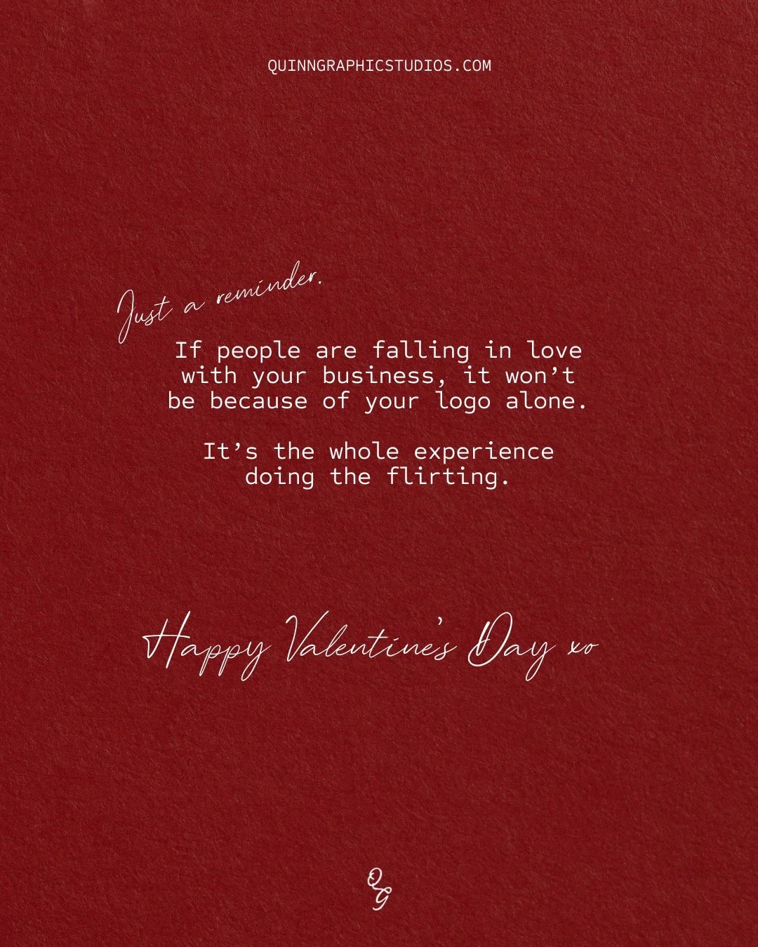 A little Valentine&rsquo;s Day reminder for small businesses doing big things 💌

Your brand is so much more than a logo... It&rsquo;s the feeling, the story, the experience.

If you&rsquo;re ever ready to elevate the full experience, You know where 