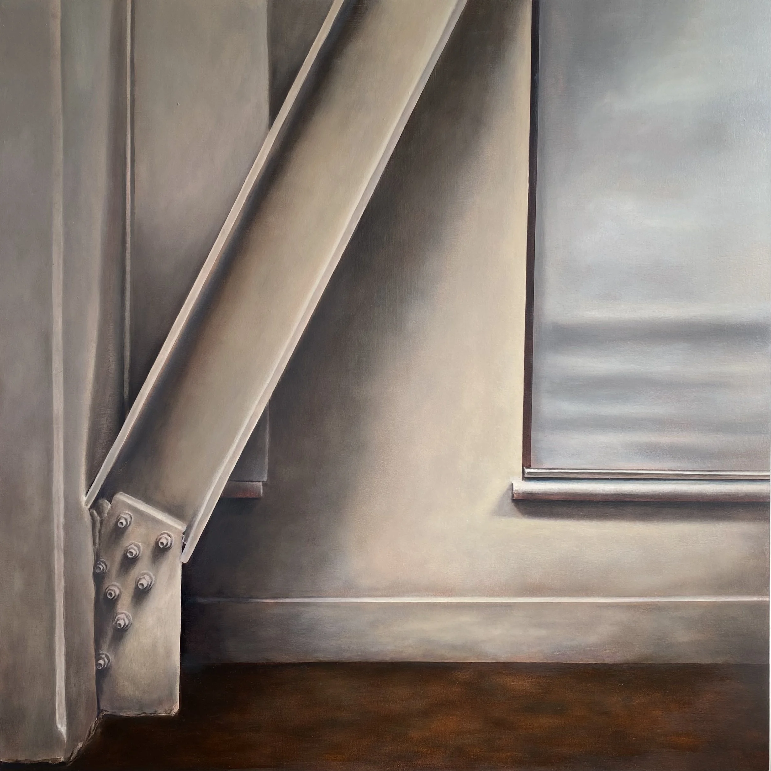 Thresholds (RSJ and Bolts), 2025, oil on panel, 600 x 600 mm.
