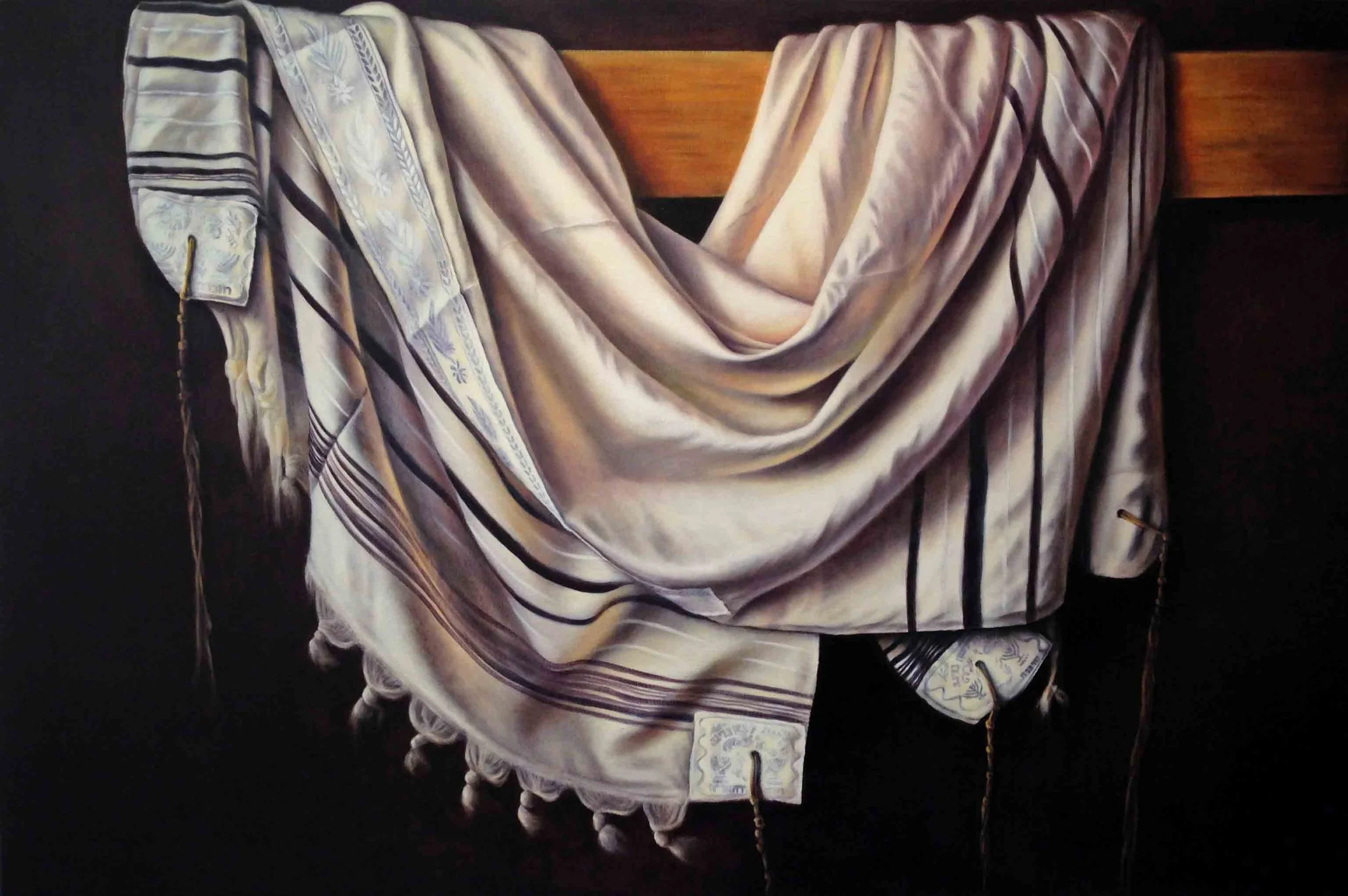 Prayer Shawl, oil on linen, 800 x 1200 mm, 2015. Private collection.