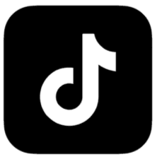 TikTok logo with a black background and white icon.