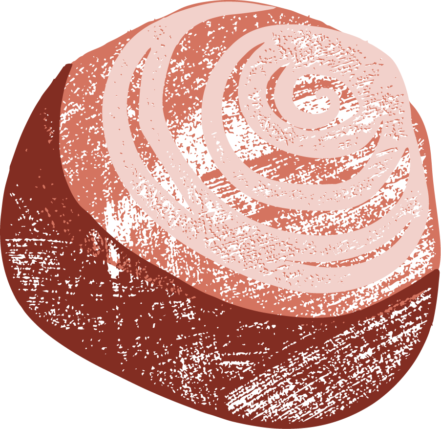 A close-up illustration of a spiral-shaped loaf of bread with a swirl pattern on top.
