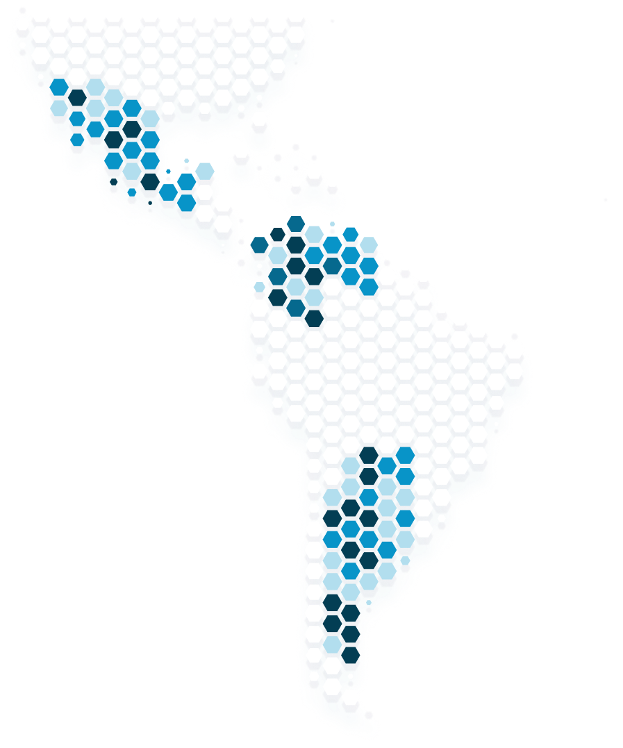 Mapa del continente americano ilustrando la procedencia y el alcance regional de los más de 75 especialistas que conforman el equipo experto de Monato