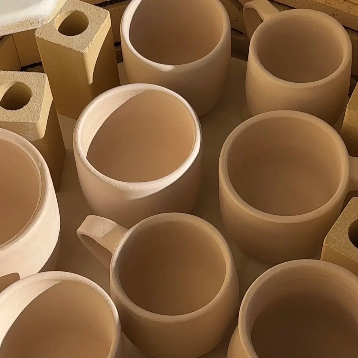 Bisqueware, fired once and ready for glaze.