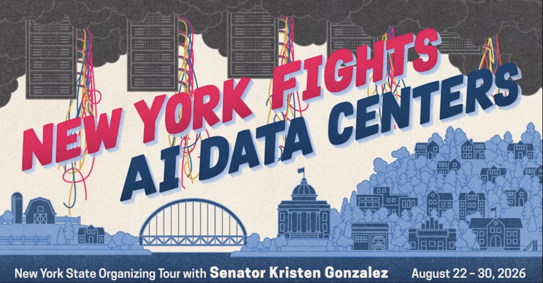 Art Build for “NY Fights AI Data Centers” statewide tour