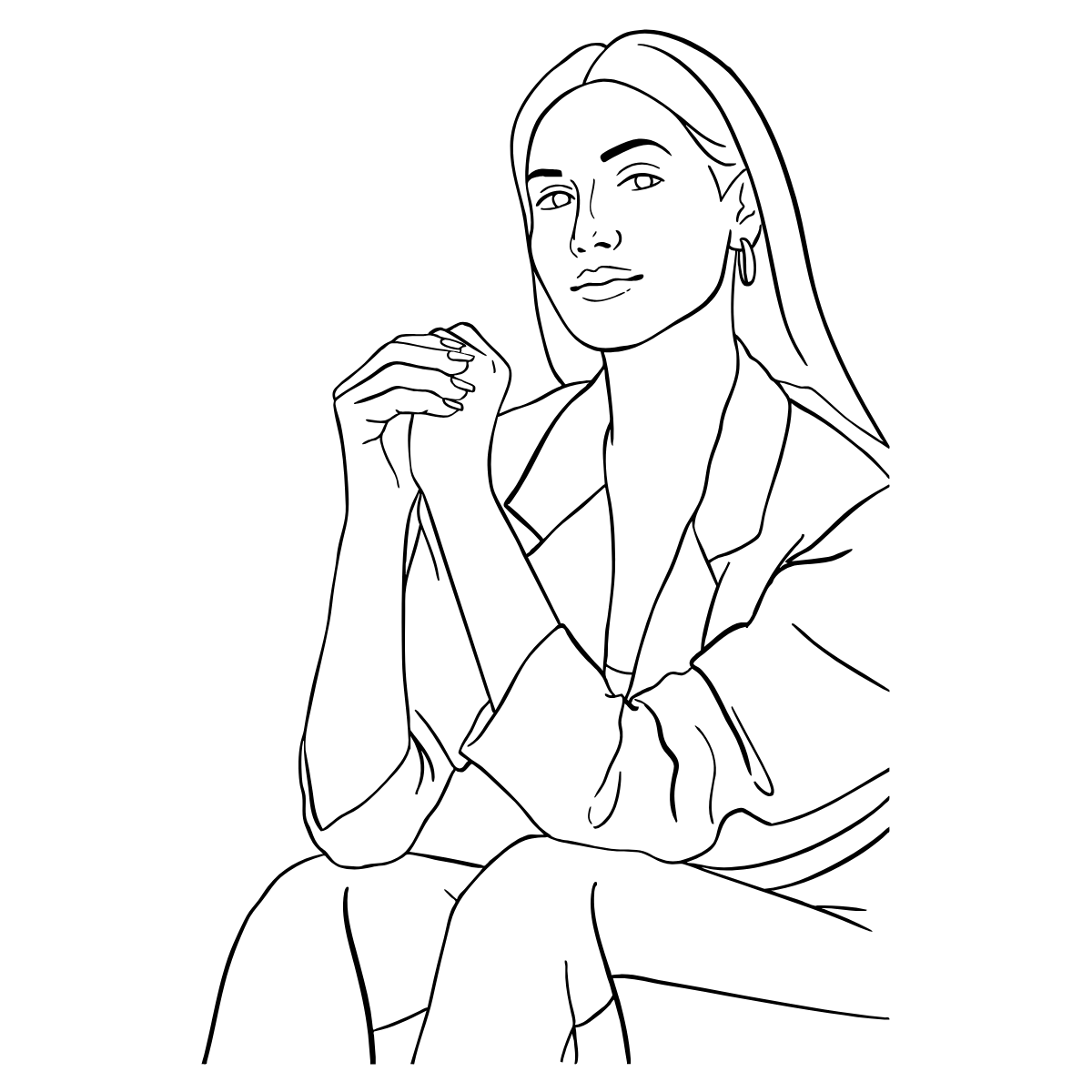 Illustration of a woman sitting looking strong and clear on what she wants