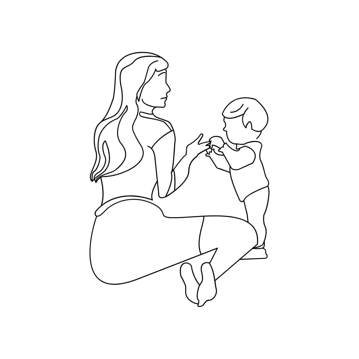 Illustration of mother and child holding hands