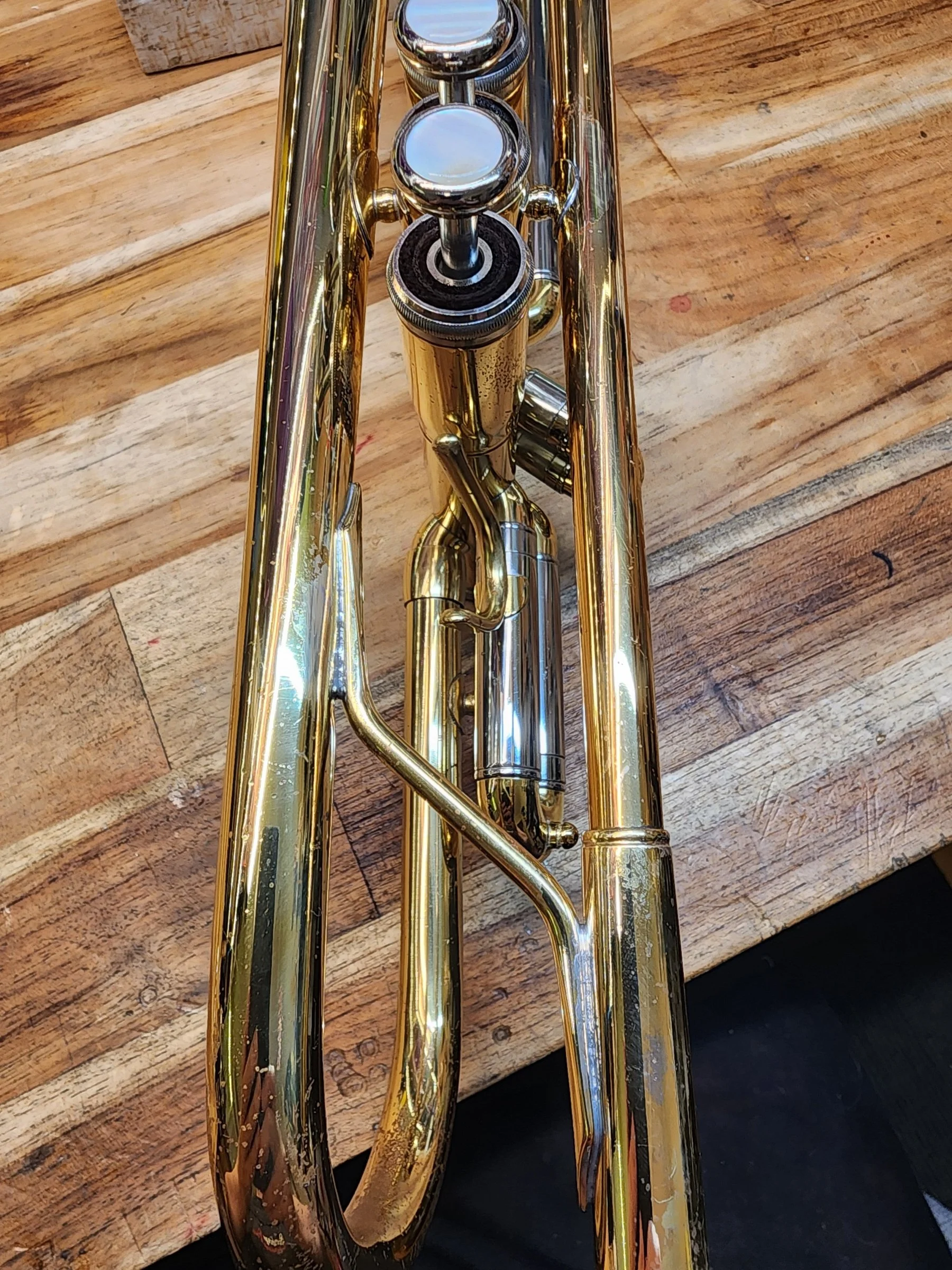 Reattached trumpet lead pipe