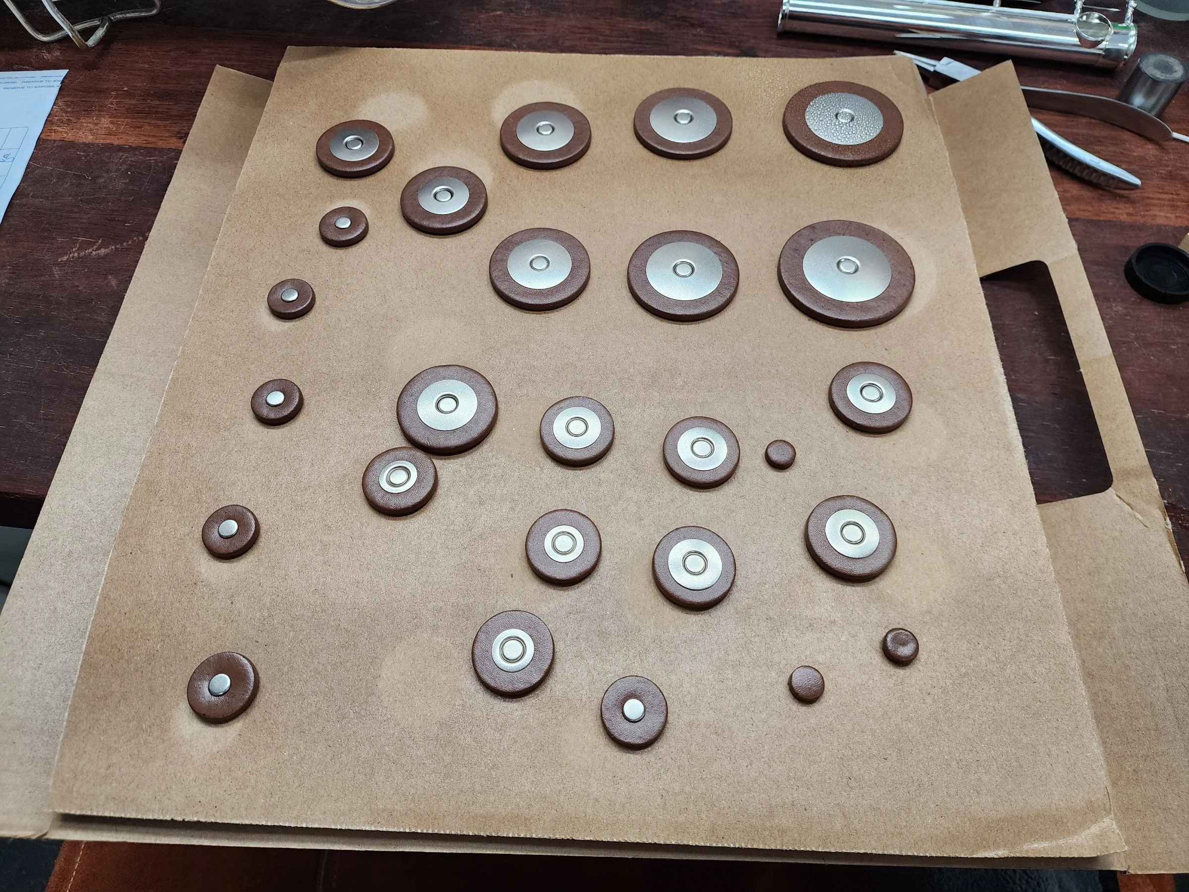 Custom made saxophone pads.