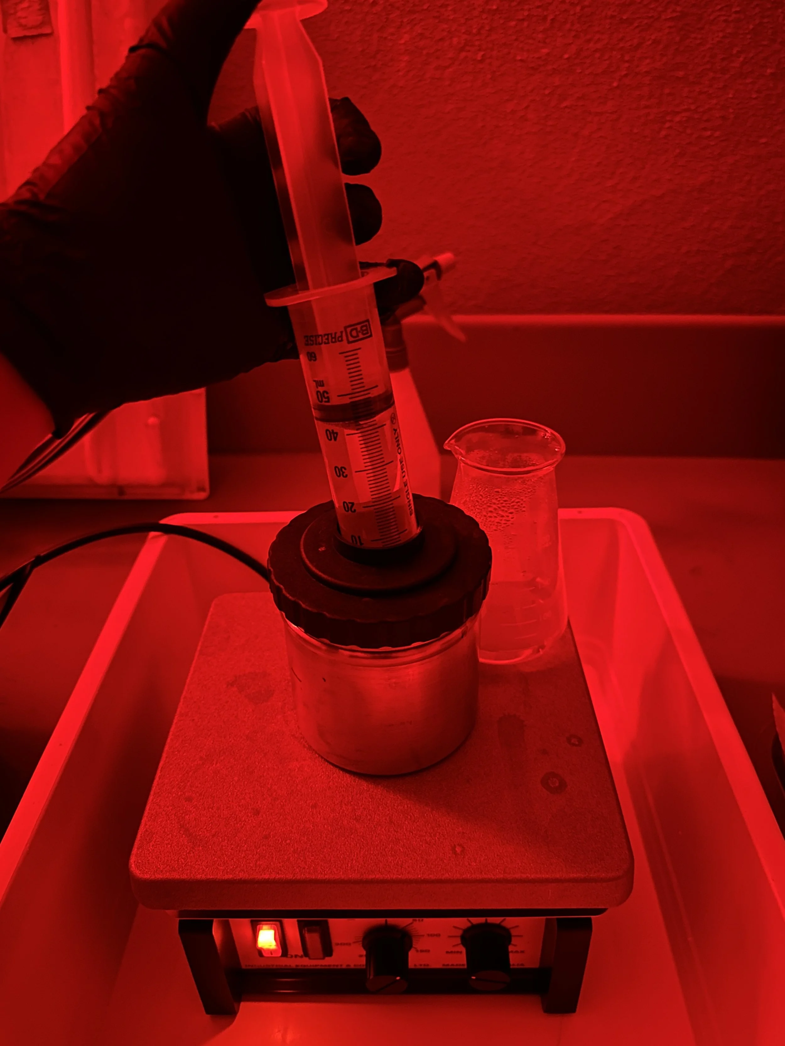 Precipitation, the first stage of Silver Gelatin emulsion making.