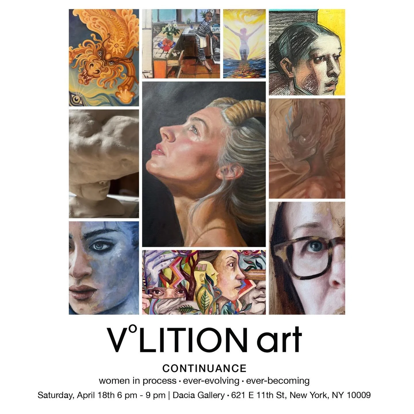 VOLITION art presents

CONTINUANCE
women in process &middot; ever-evolving &middot; ever-becoming

Presenting artists and poets creating works inspired by CONTINUANCE.
The exhibition and launching of VOLITION art will be at Dacia Gallery, NYC.

VOLIT