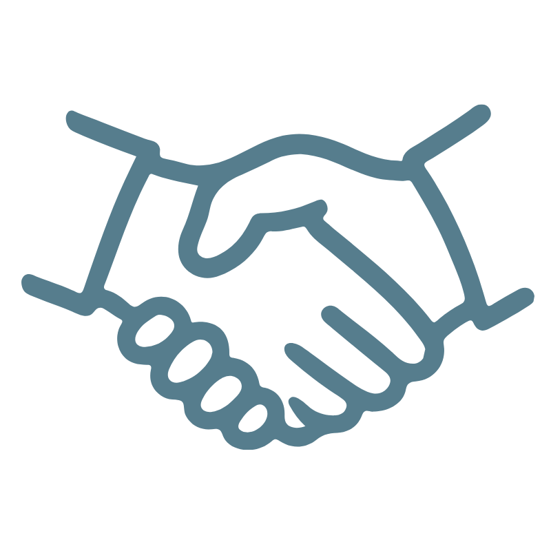 Two hands shaking icon representing the trusted, personal partnership Core Group Consulting builds with every employer client.