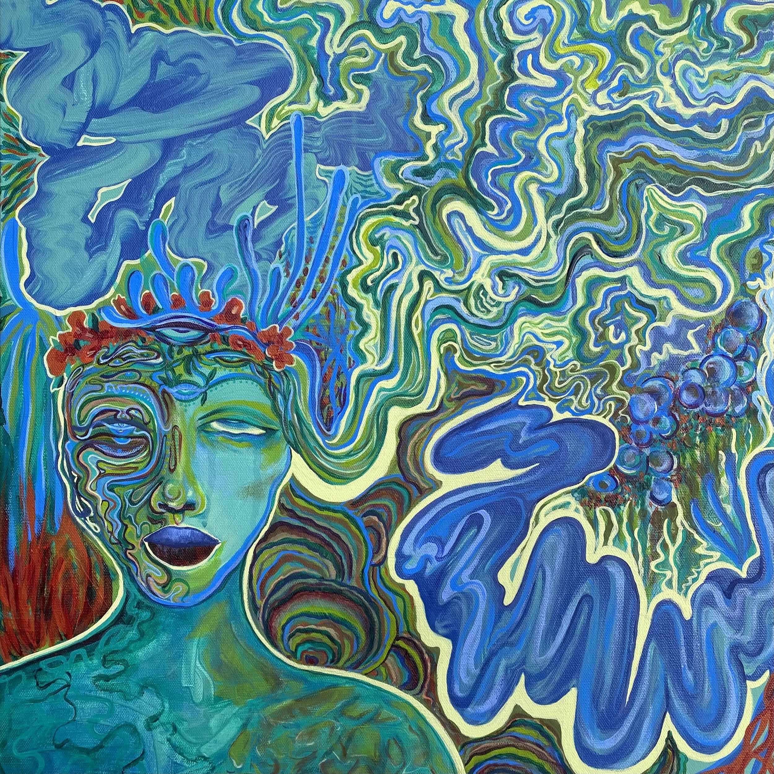 "Everything all at once" acrylic on canvas 20x20"