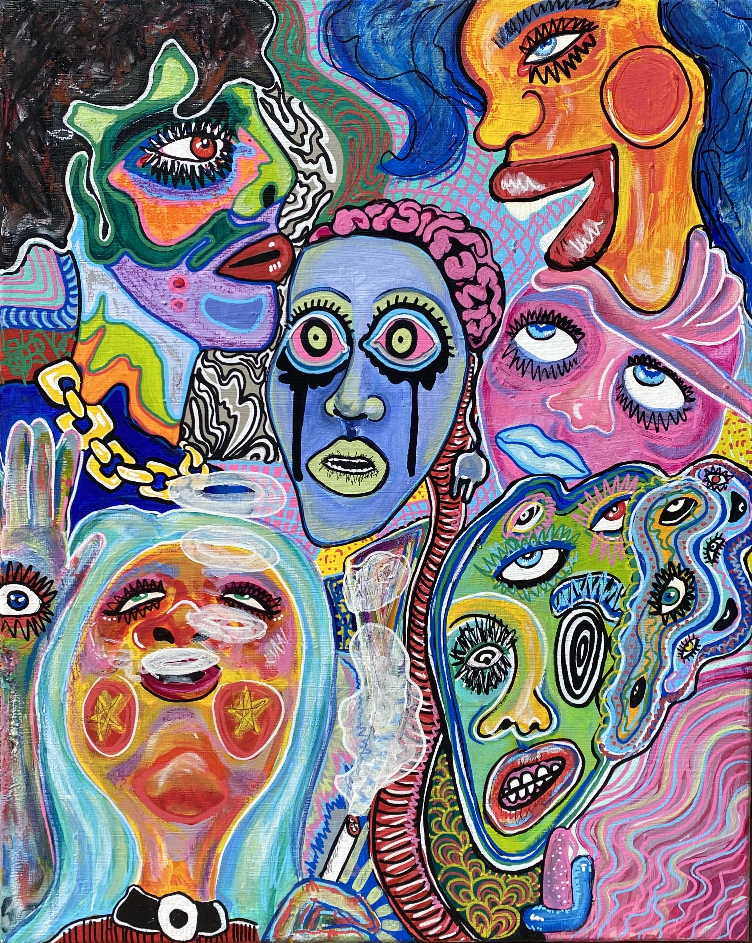 "Untitled" acrylic and oil pastel on canvas 18x24"