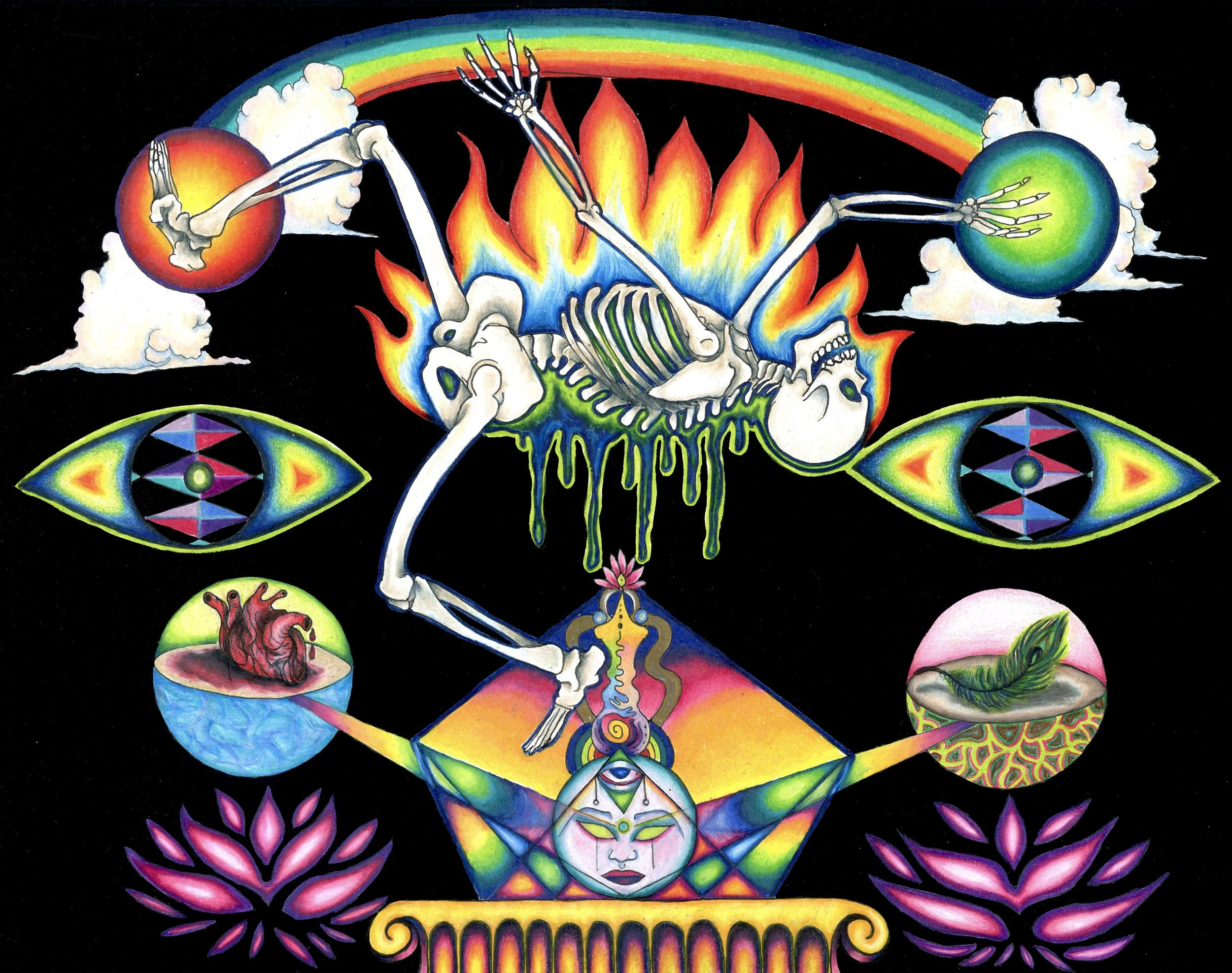 "Ma'at" colored pencil and gouache on bristol board 11x14"