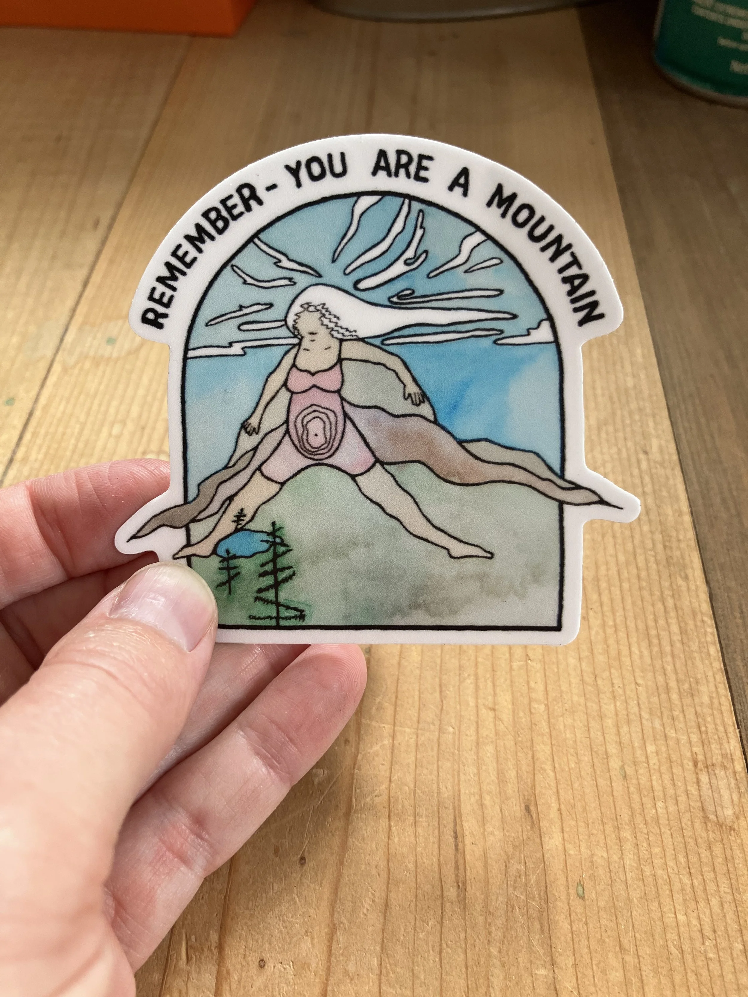 Mountain Woman Watercolor Sticker