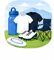 Water, shirts, shoes and optional field gear
