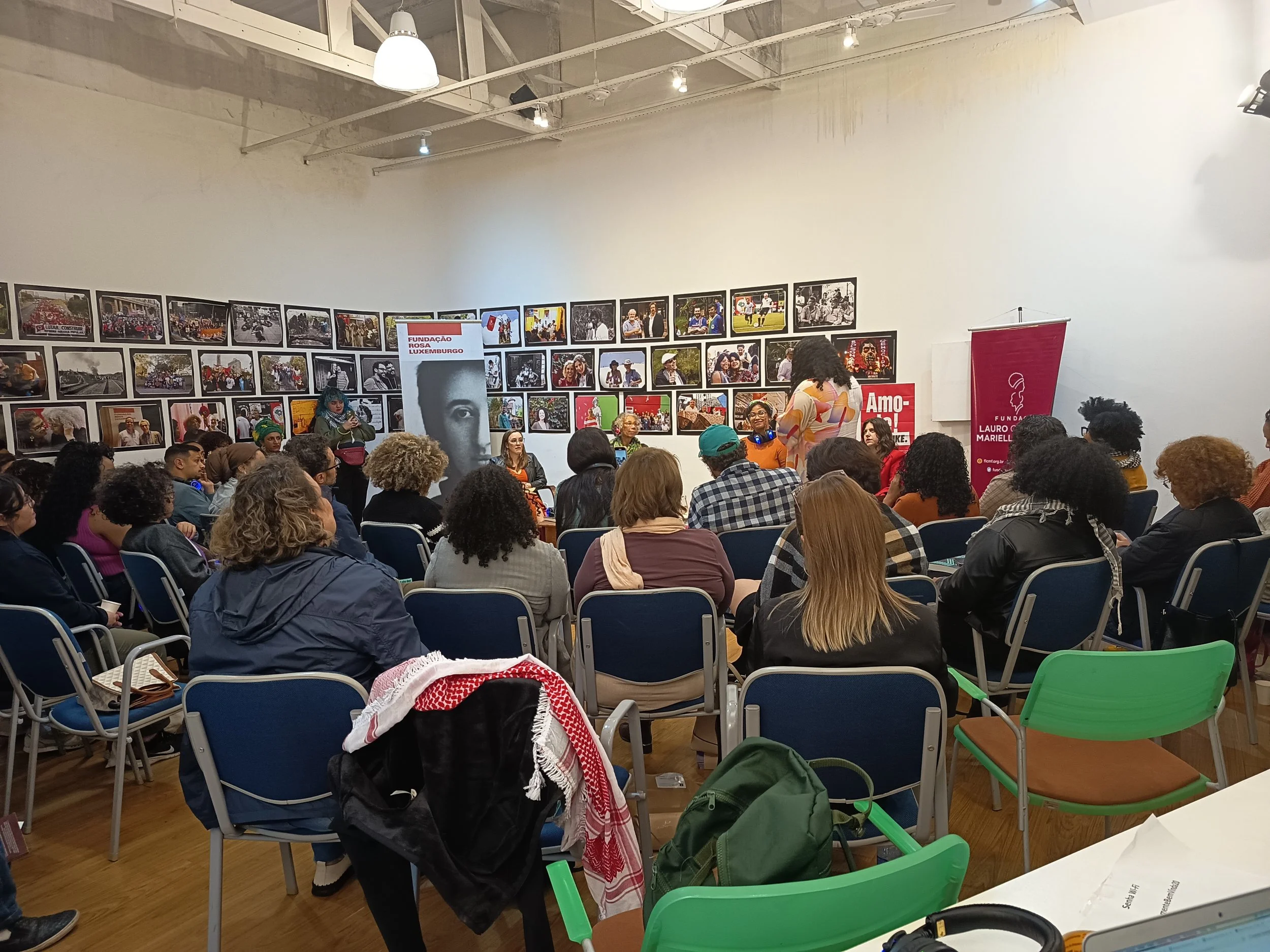 Roda de conversa com a geógrafa Ruth Wilson Gilmore organizada pela Fundação Rosa Luxemburgo e pela Fundação Lauro Campos e Marielle Franco, em parceria com a Boitempo Editorial em São Paulo, junho de 2025.