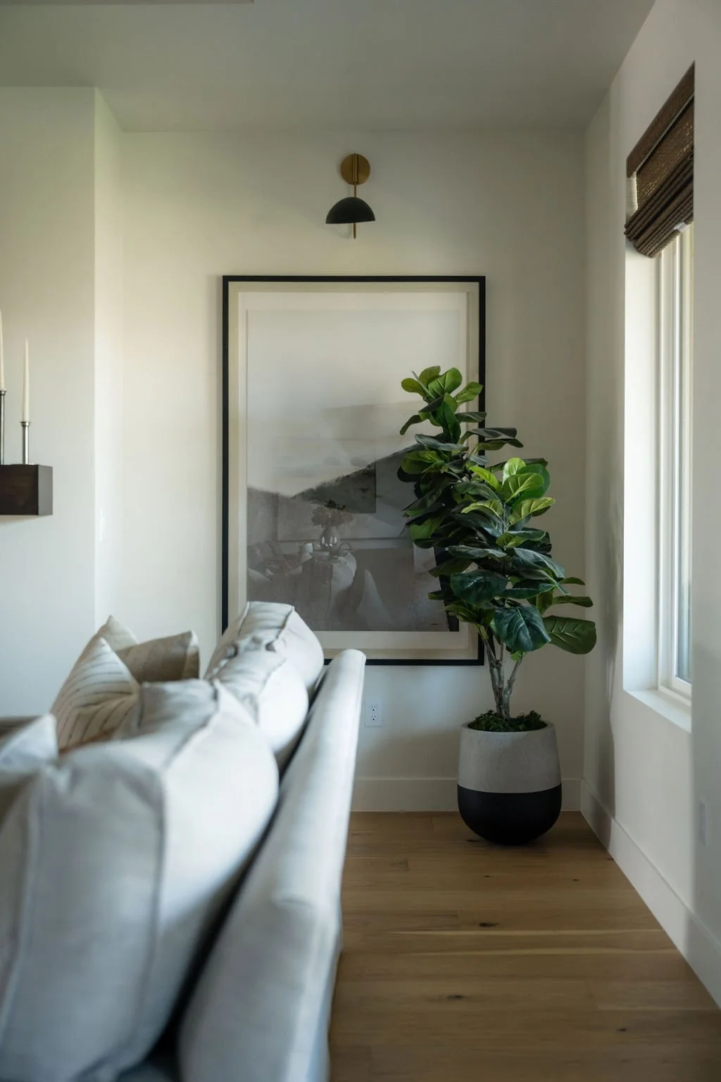 Art work and plant to create a sophisticated look and feel
