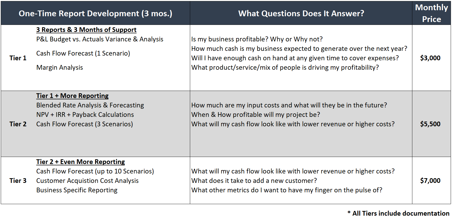 One-Time Report Development (Tier 1)