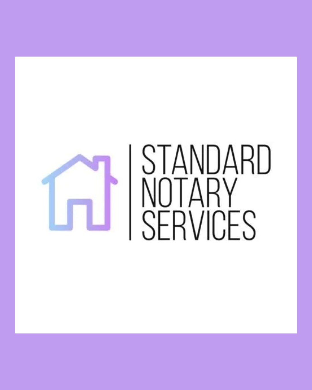 Logo for Standard Notary Services featuring a stylized house icon and the company name.