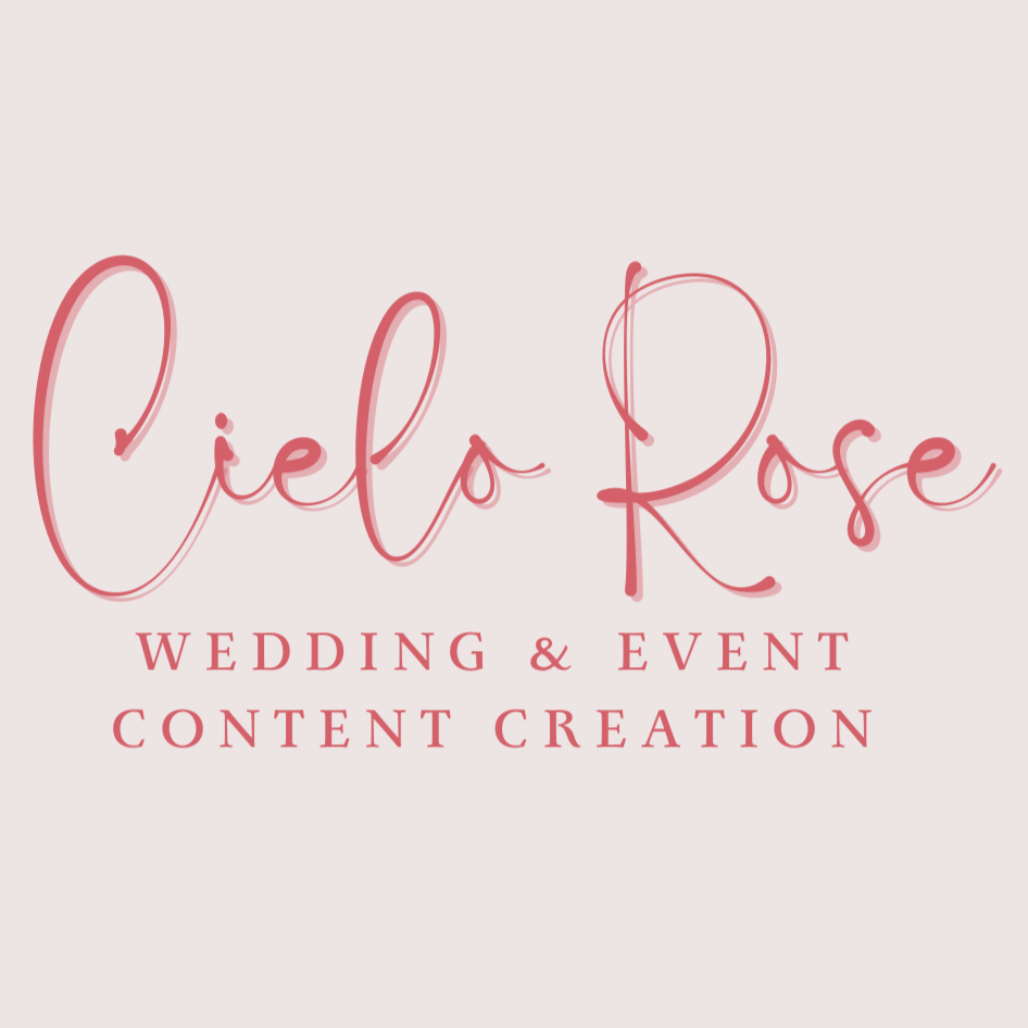 Logo for Cielo Rose, a wedding and event content creation business, with elegant pink script and serif text on a light background.