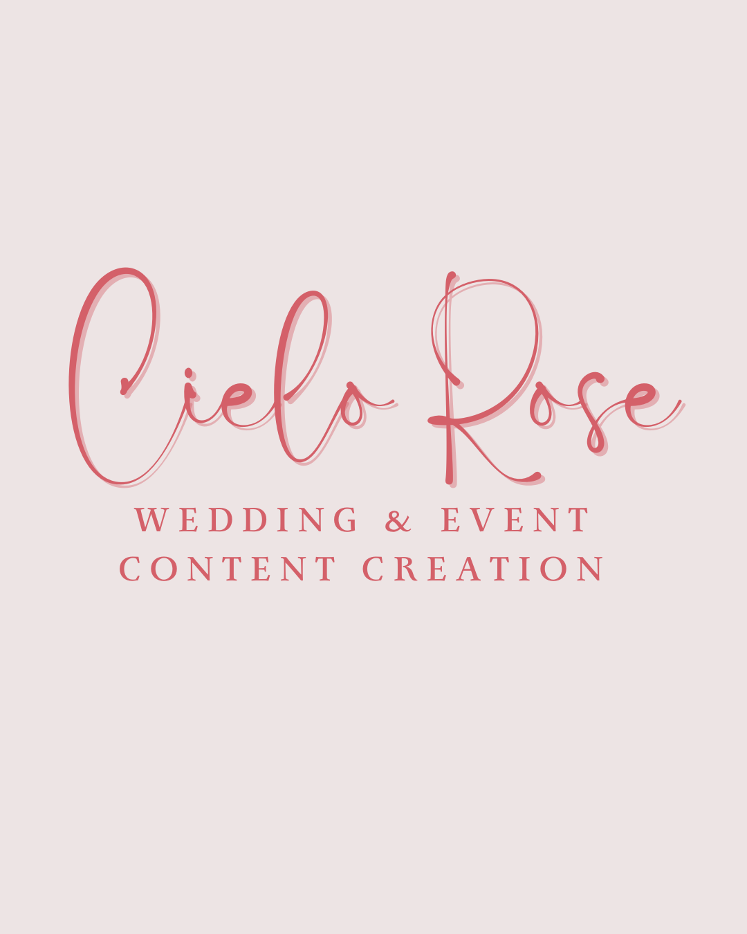 Logo for Pielas Rose, a wedding and event content creation company, with pink cursive and uppercase text on a light background.