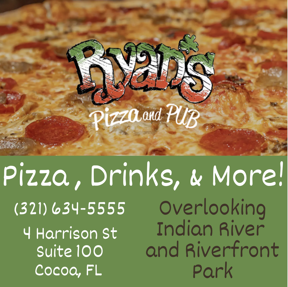 A promotional image for Hyads Pizza and Pub featuring a close-up view of a pepperoni pizza and text overlay advertising pizza, drinks, and more, with contact details and location information.